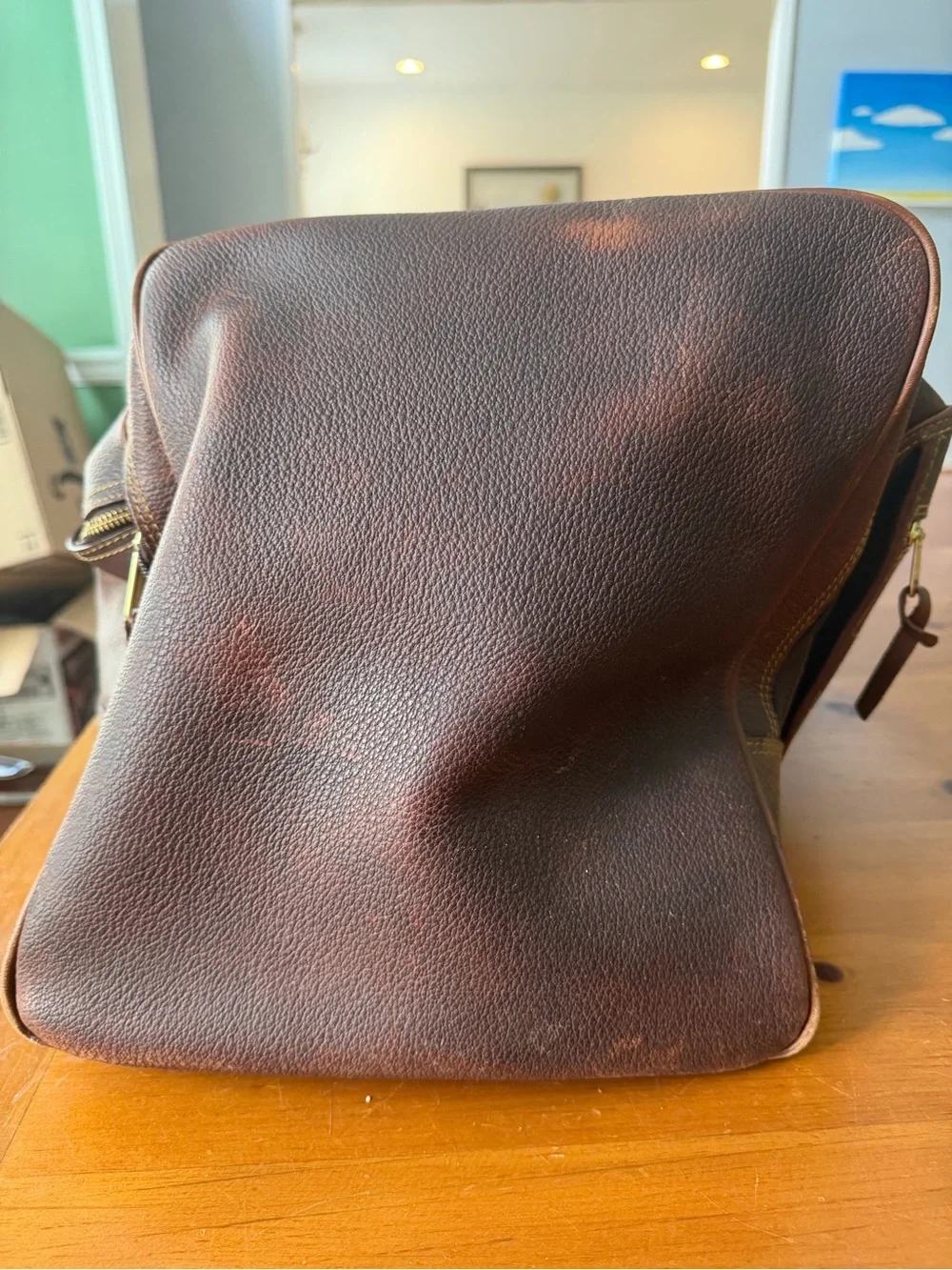 Orvis Vintage 100% Bullhide Leather XL Duffel Bag w Liner-AMAZING condition!!